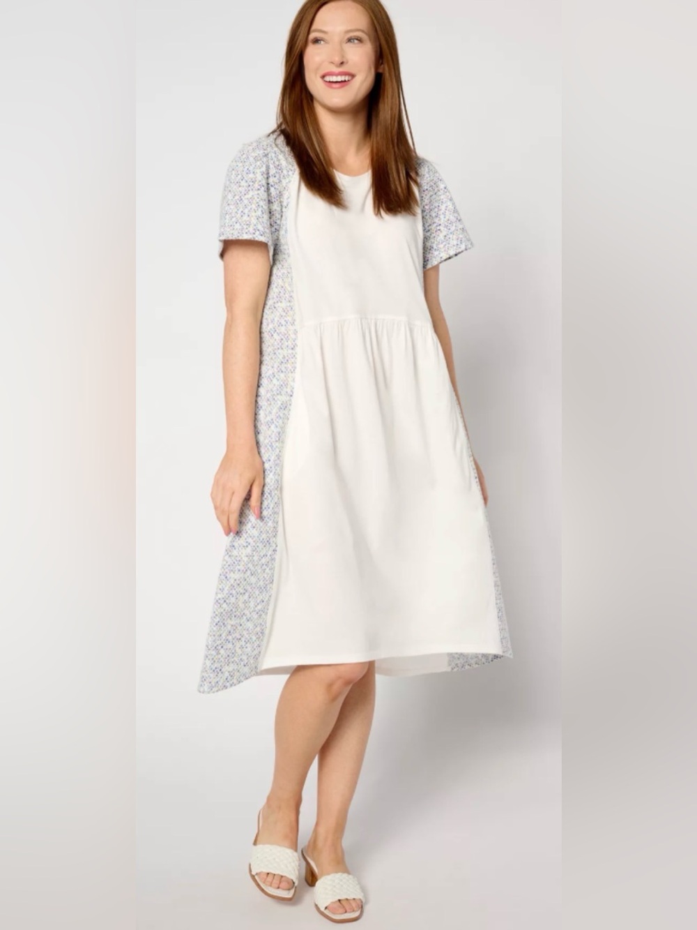 LOGO by Lori Goldstein QVC Dress Schiffli Embroidery boho bohemian prairie S